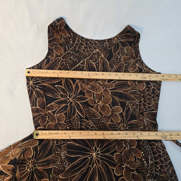 DANA BUCHMAN Y2K Whimsigoth Brown/Black Floral SILK Faux Wrap Tie Dress Size 10. - Picture 15 of 16